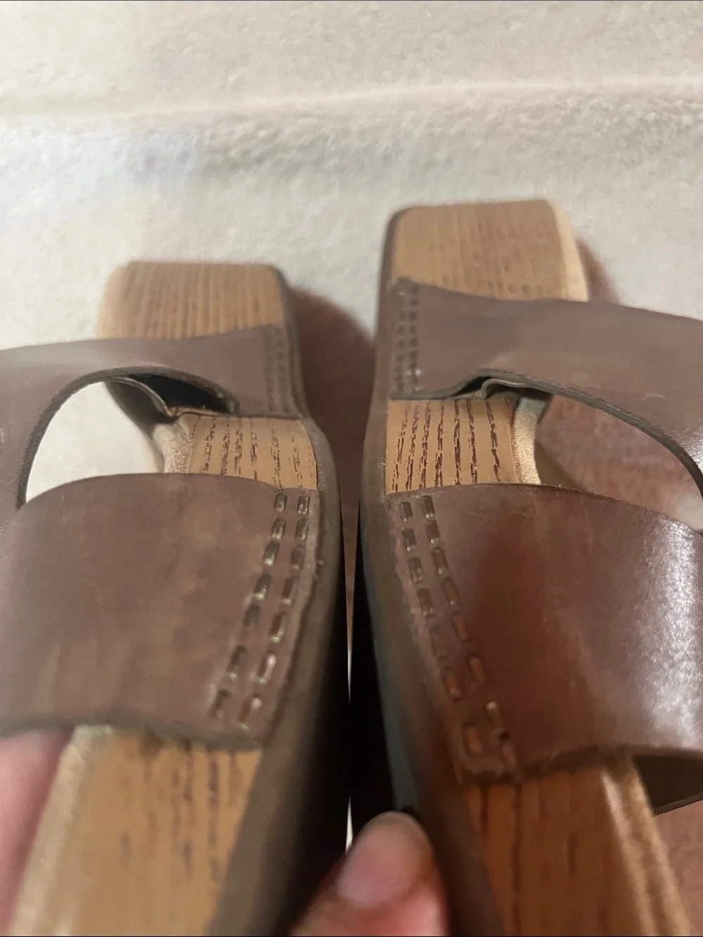 Women's Taupe Slide Sandal Wedge with Cross-Strap 39